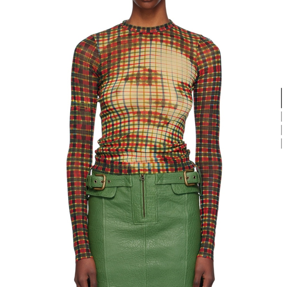 Jean Paul Gaultier Brown and Orange Fitted Long Sleeve Bodysuit